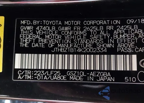 2019 Lexus Es 350 F Sport from USA, damaged, VIN JTHBZ1B14K2002334